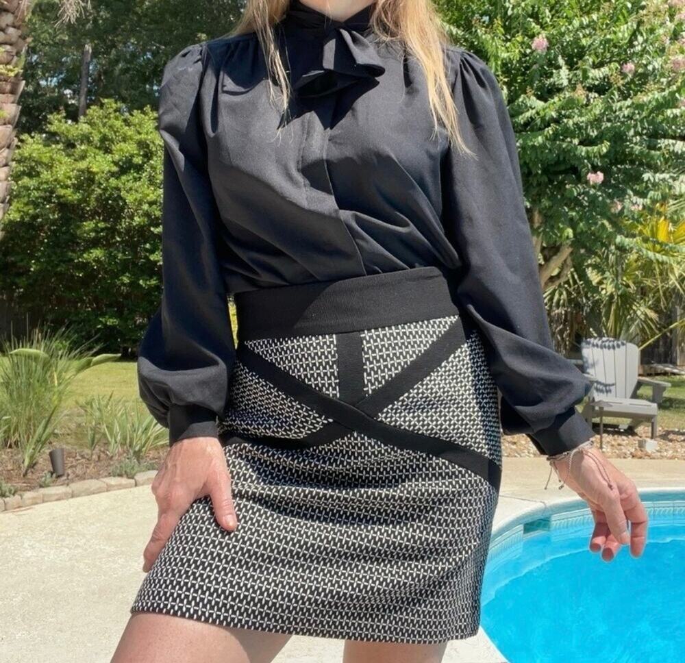 Contemporary Black and White  SMITH wool blend mini skirt
